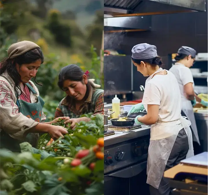 cooltiva siendo puente entre agricultores o campesinos trabajando y cheffs cocinando